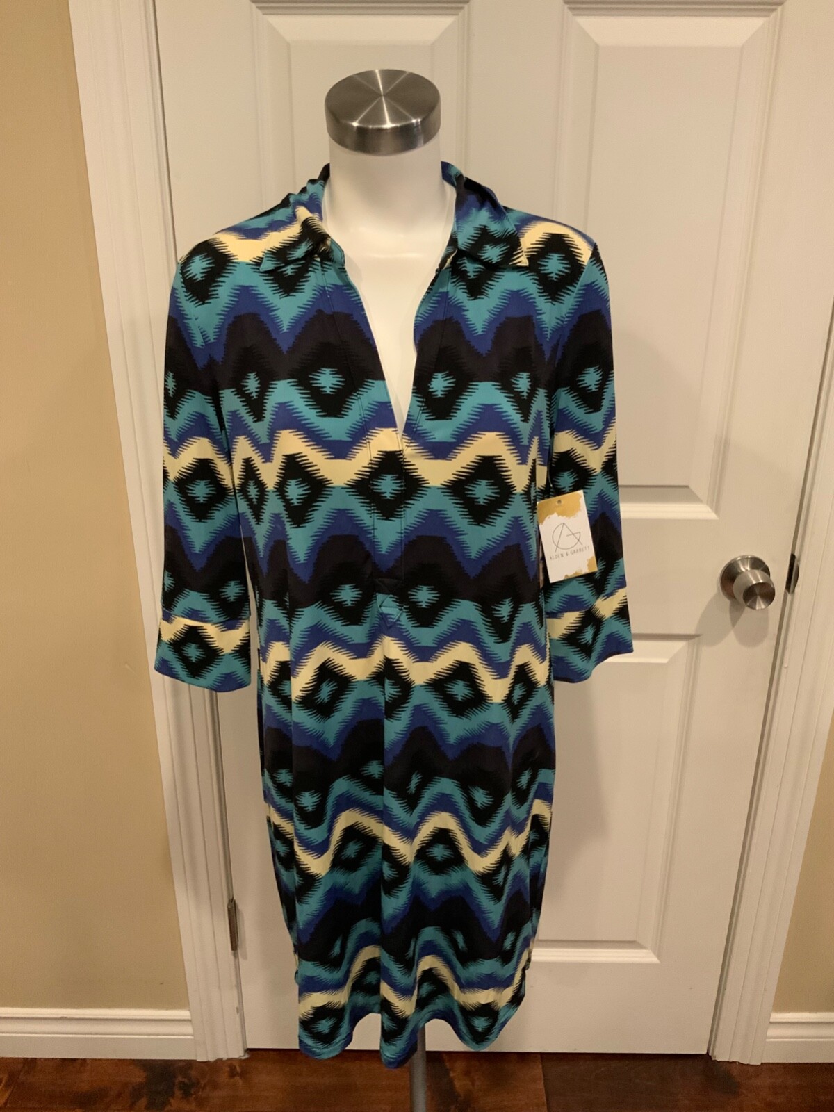 Rachel Roy Multi Blue Patterned “Desert Bloom Lapis Comb” Dress, Size XL, NWT!