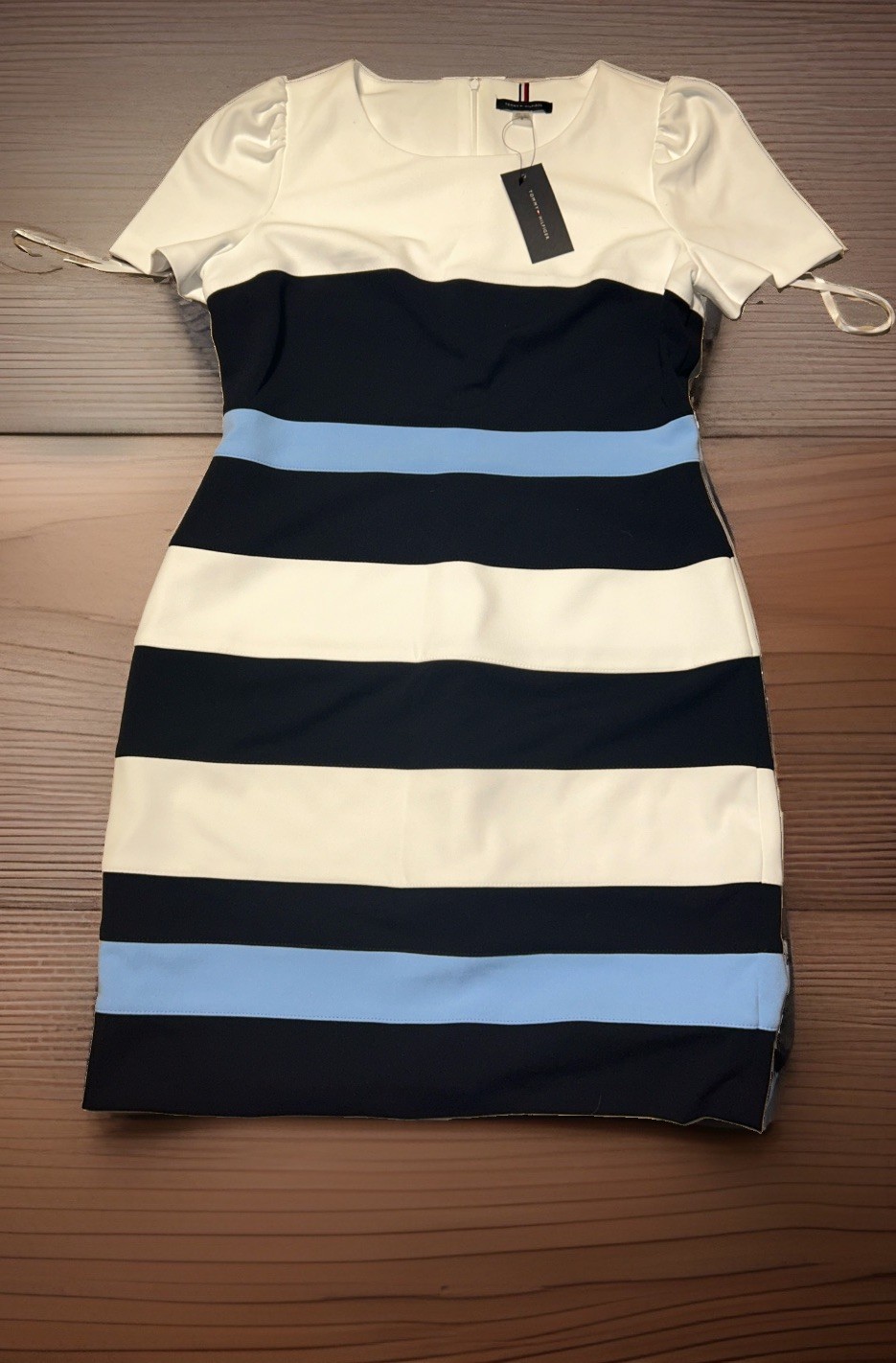 Tommy Hilfiger Womens short-sleeve colorblock striped scuba sheath dress Size 12