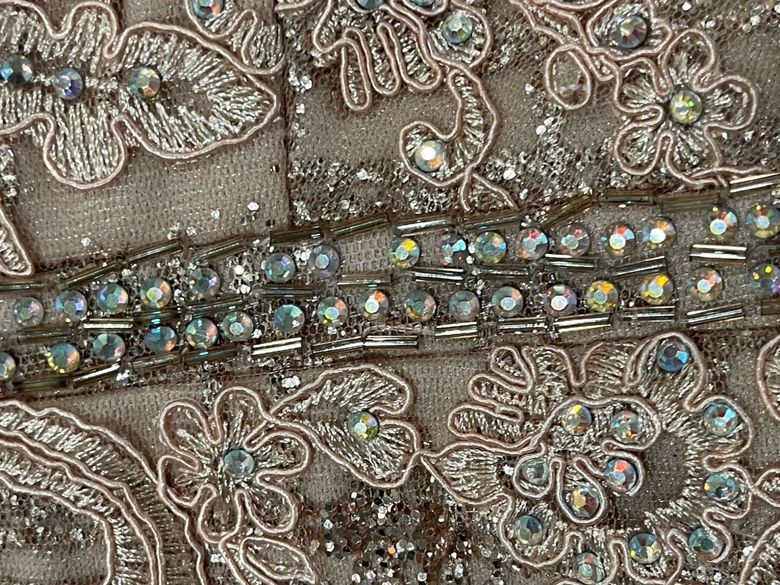 Dancing Queen Spaghetti Strap Glitter Dress Lined Rose Gold Prom Wedding Size S