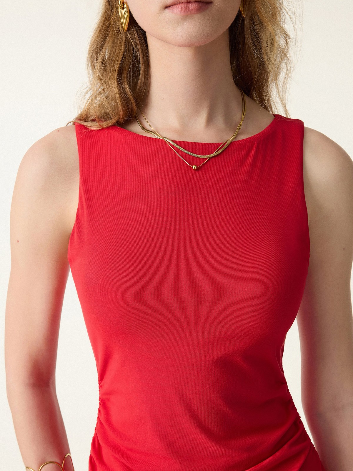 SkinKiss Boatneck Ruched A-line Mini Bra Dress-OGLmove|118826