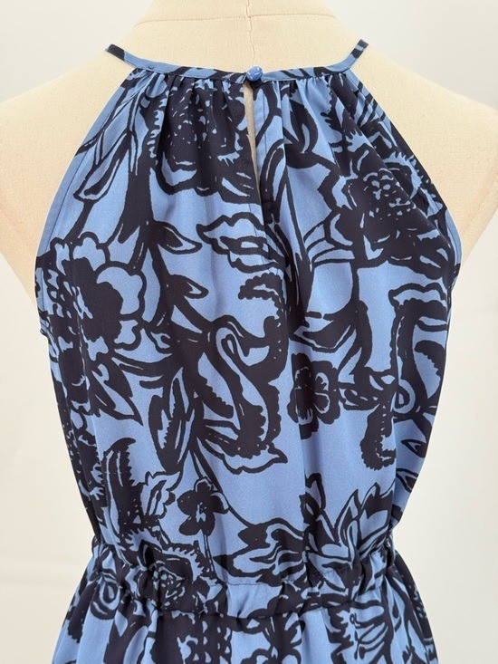 Loft Blue Floral Halter Maxi High Low Keyhole Vacation Summer Boho SZ XS-P