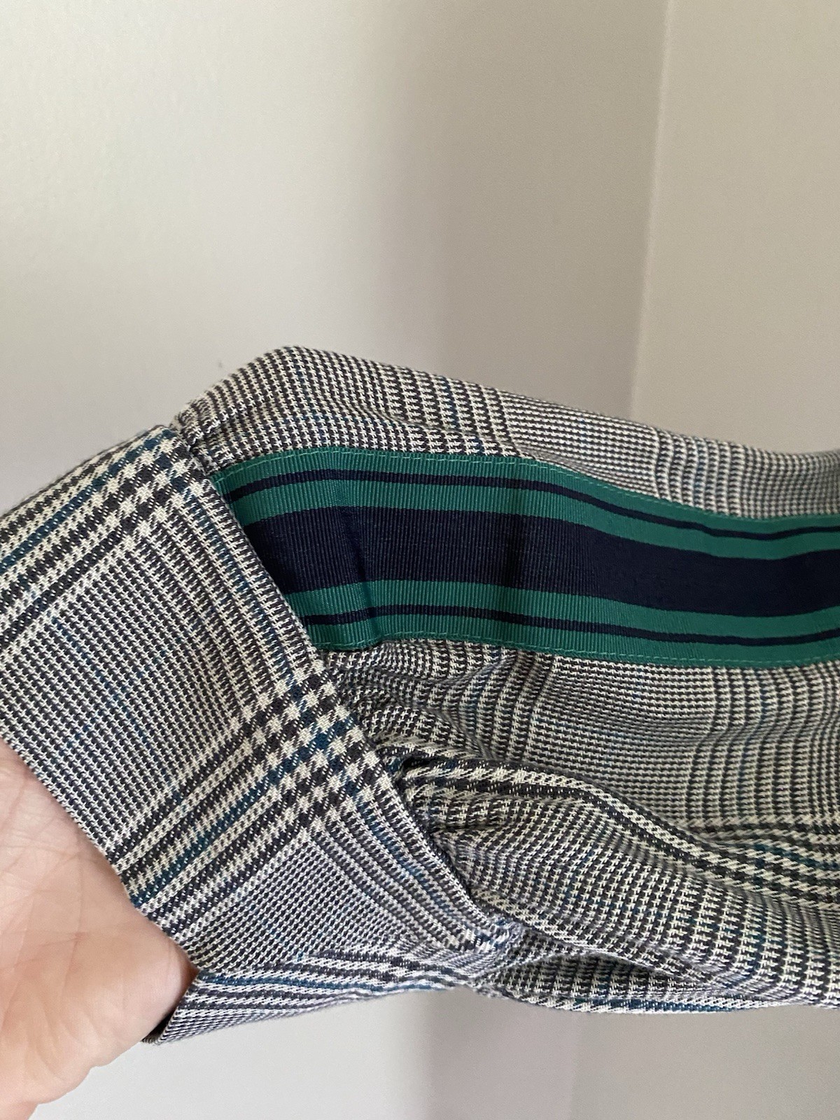 Philosophy black and white plaid shift dress with blue green stripes