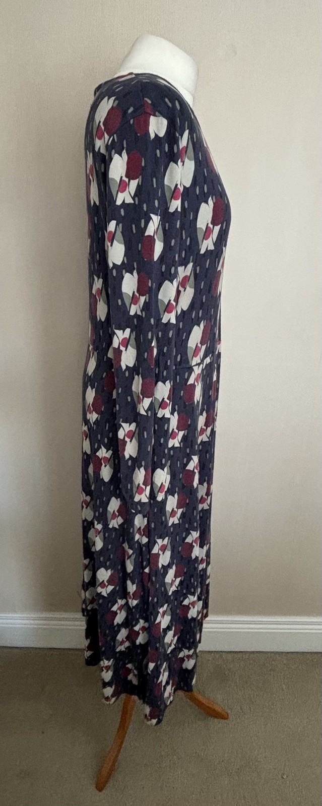 FAB White Stuff Blue Multicolour Dove Bird Print Madeline Midi Dress Size 16 VGC