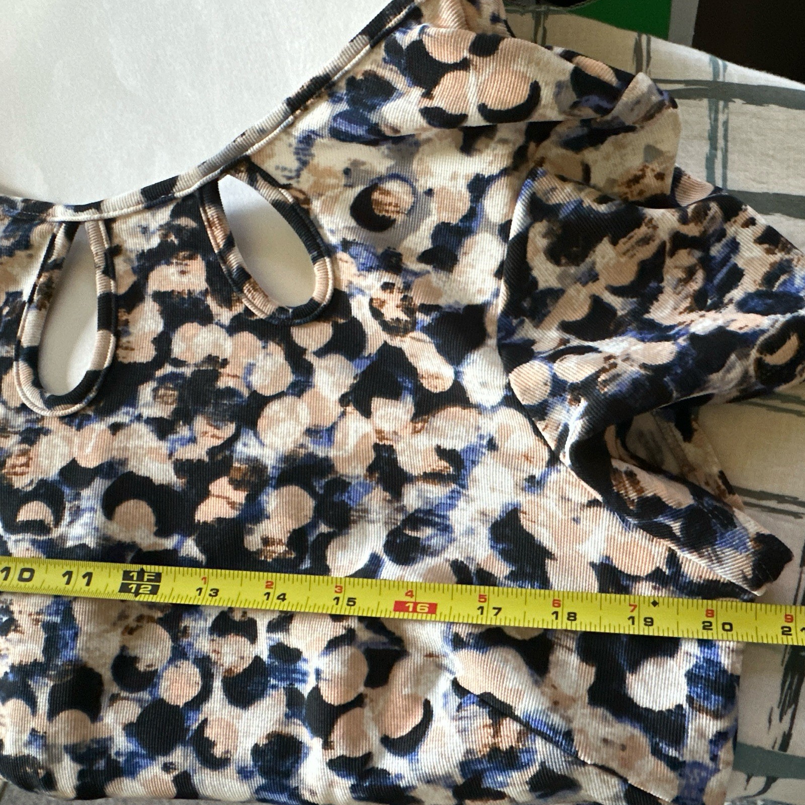 Phade 7 Seven New York 14 Blue/White Abstract Cap Sleeve Sheath Dress Tie