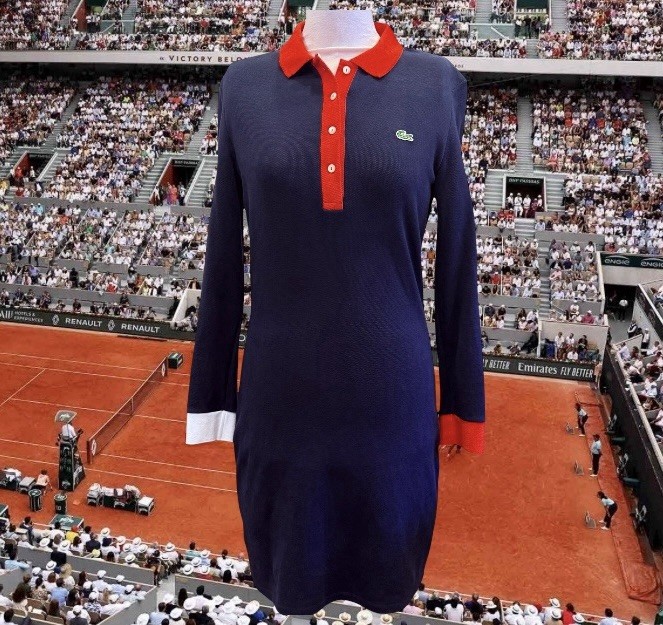 Lacoste Womens Sz 38 US M Jersey Polo Dress Made in France Cotton Blend Stretch