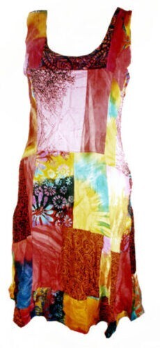 Fairtrade Patchwork Bright Travel Summer Dress 511 S M L XL 8 10 12 14 16