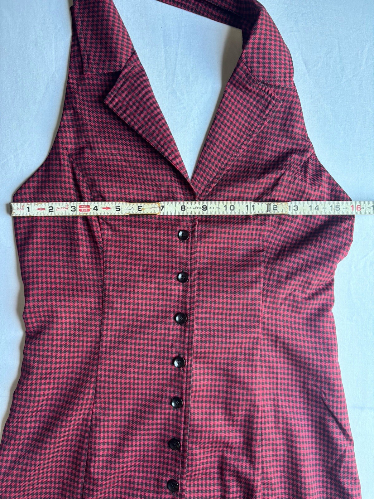 Emory Park VNeck Halter Short Mini Checkered Backless dress Womens MED NEW Y2k