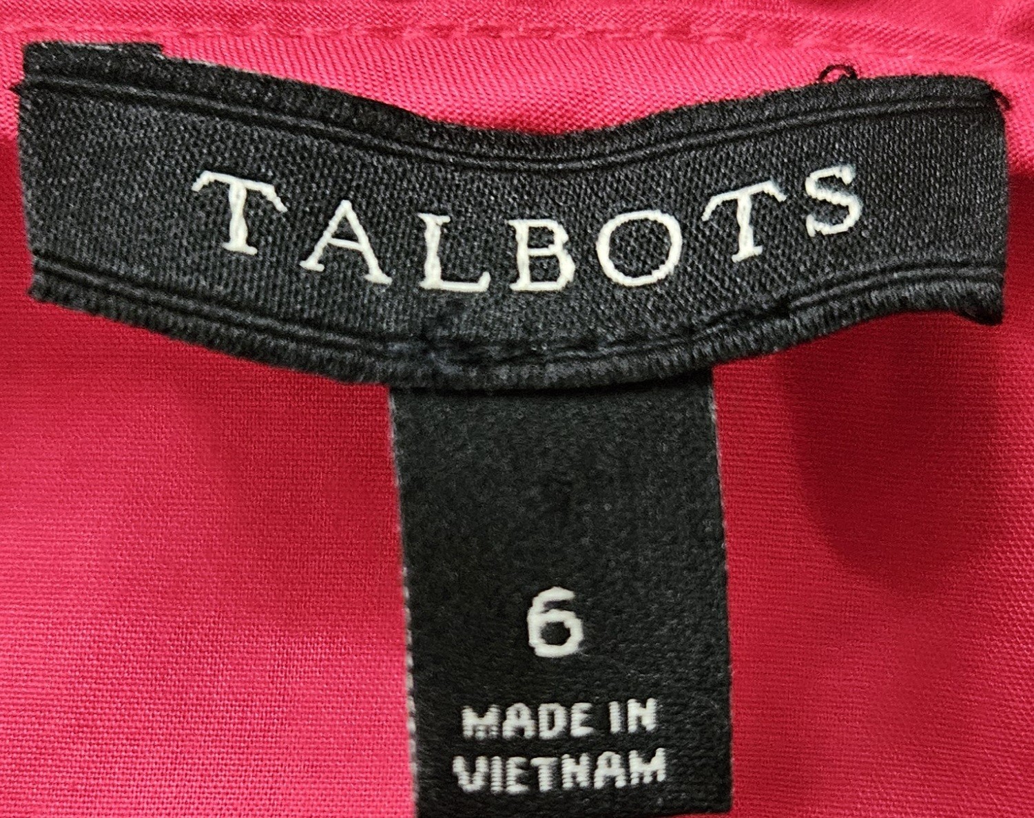 Talbots Belted Button Front Cotton Shirt Dress Ruffle Lined Sz. 6 Raspberry