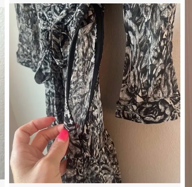 New $290 All Saints Eley Rosey Black Grey Midi Floral Women’s US 4 Viscose D9