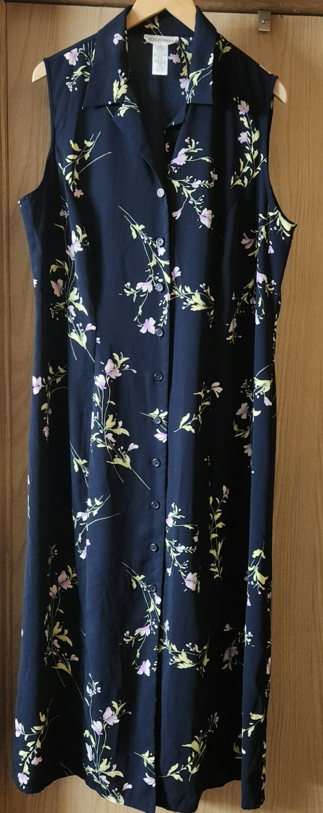 Studio I Maxi Shirt Dress Sleeveless Floral Size-20W