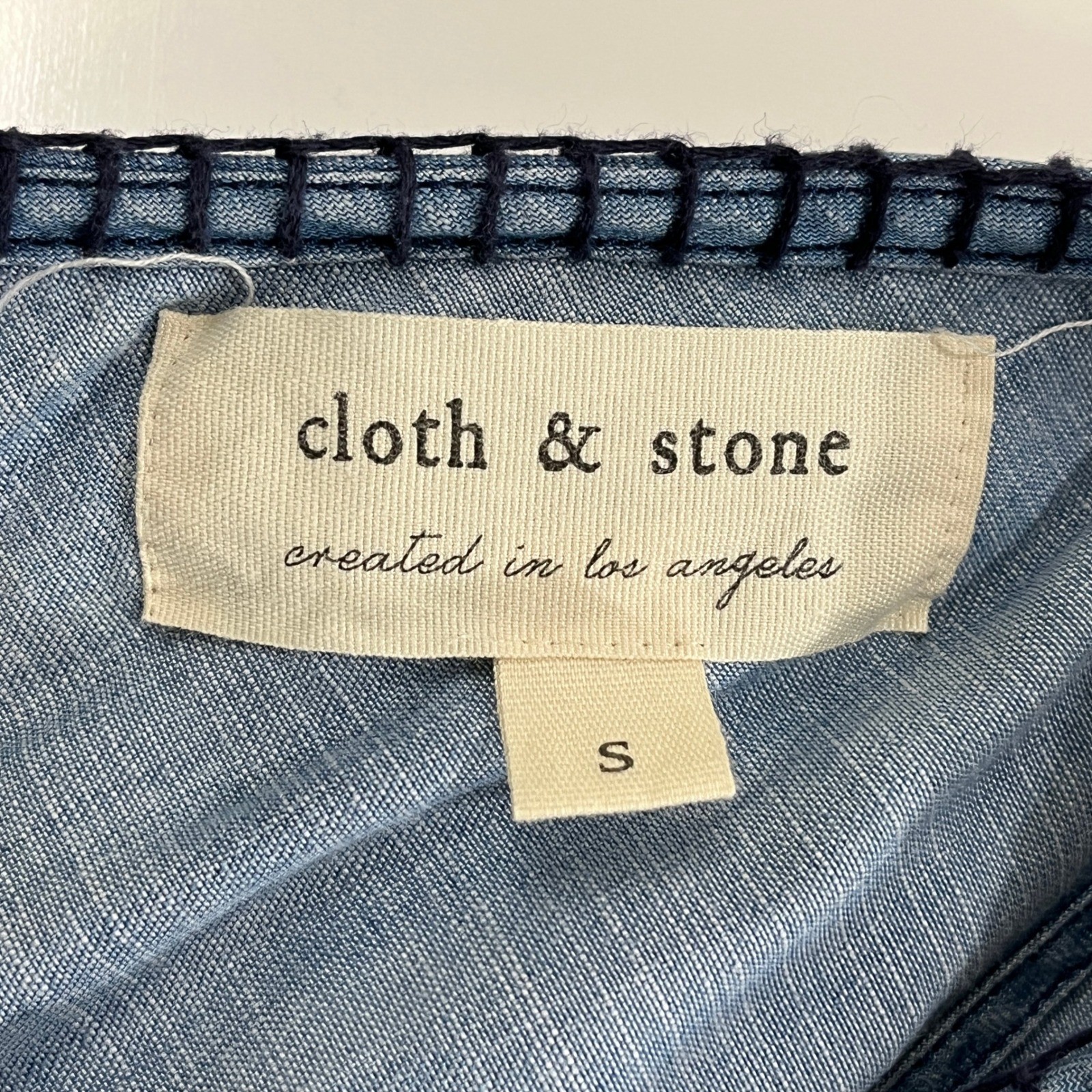 Cloth & Stone Chambray One Shoulder Dress Ruffle Women S Blue Shift Boho Coastal