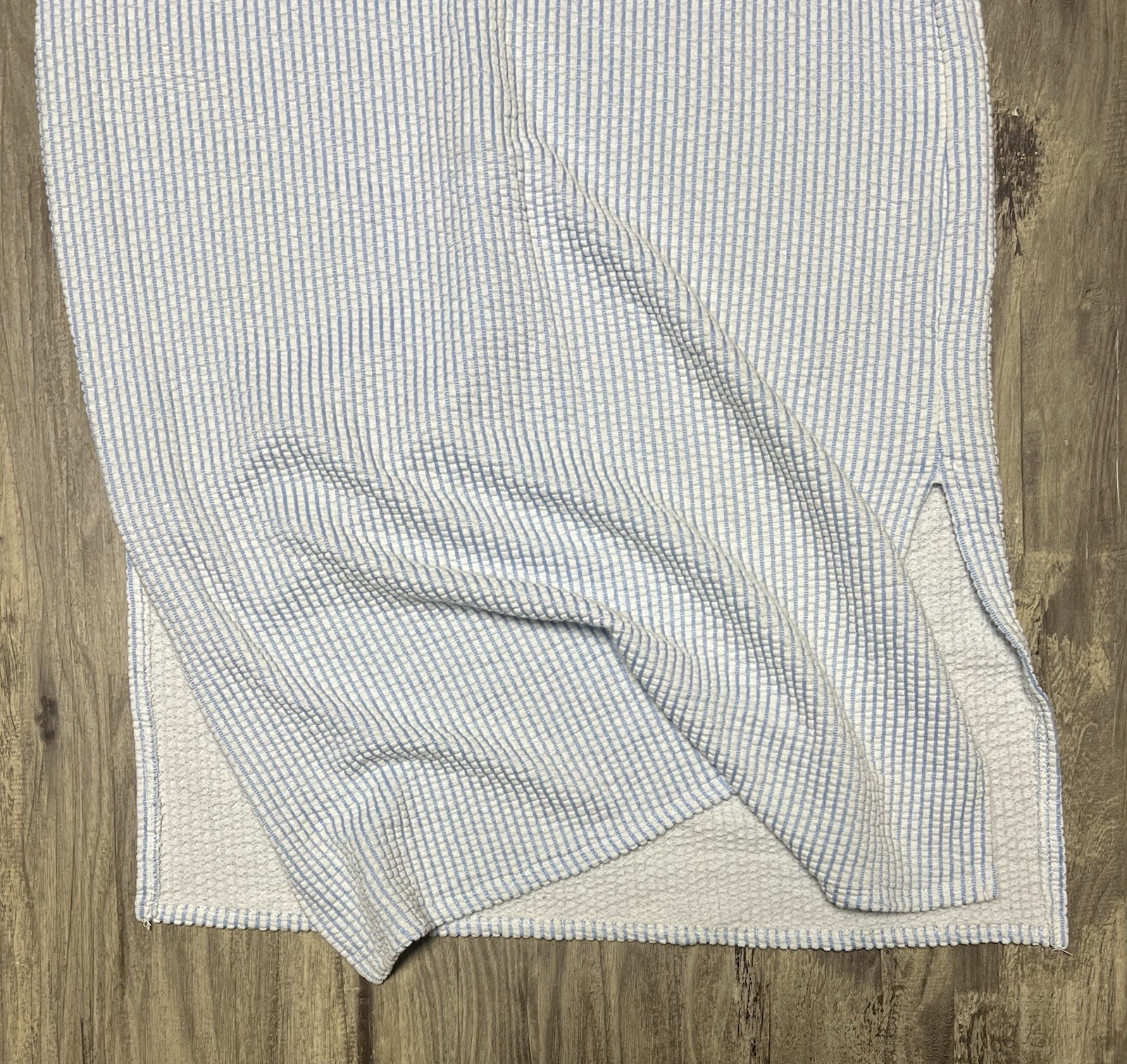 Green Envelope Blue And White Striped Coastal Midi Dress Size M