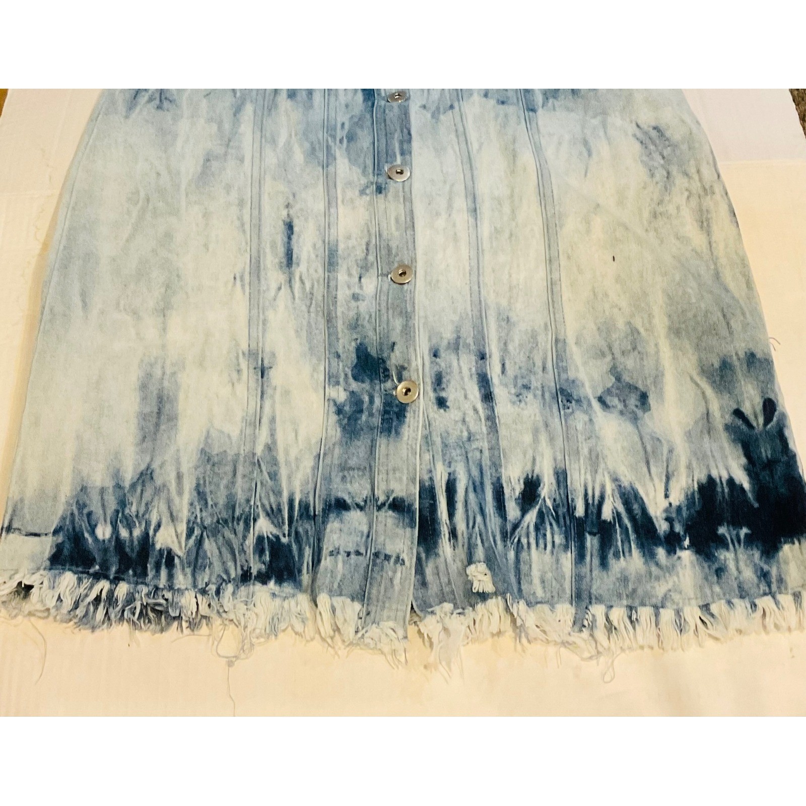 Indigo thread CO distress denim maxi dress button Y2k Boho long jacket frayed S