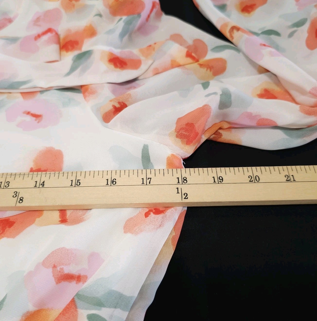 NEW Lark + Grey MEDIUM PLEATED Blouson Midi Dress Orange White Floral Tie Neck