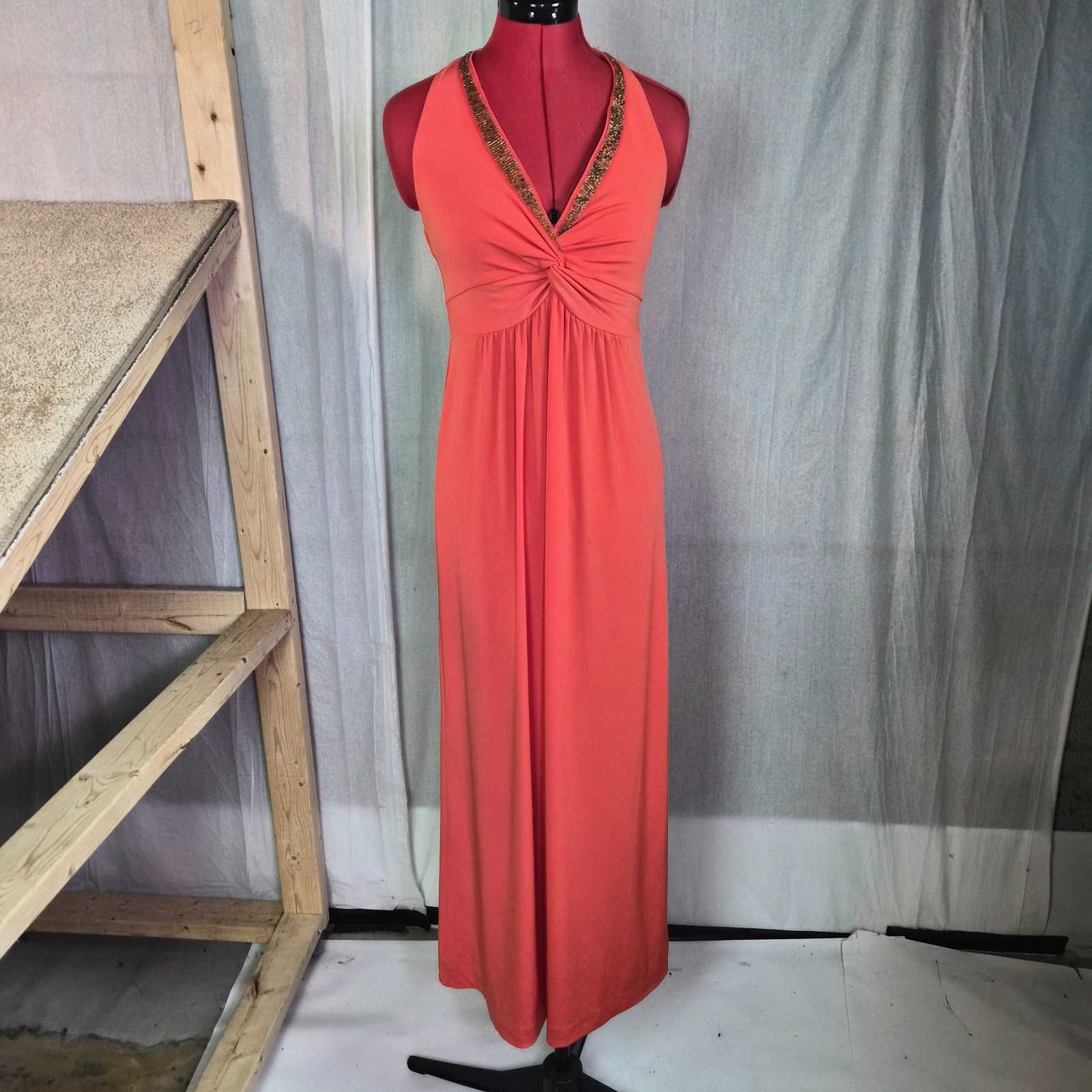 New York and Company Womens Maxi Dress Size Small Sleeveless V Neck Sequins G046