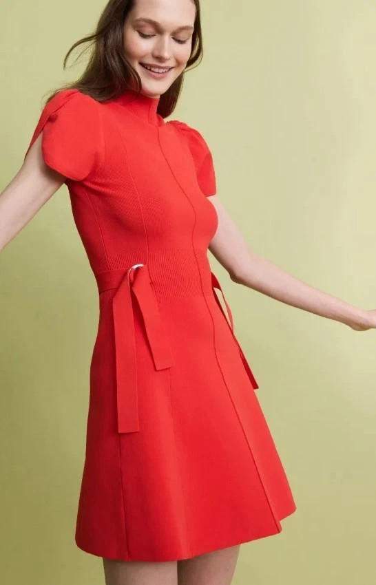 3.1 Phillip Lim Tulip Mini Dress Poppy Red Puff Sleeve – Size S