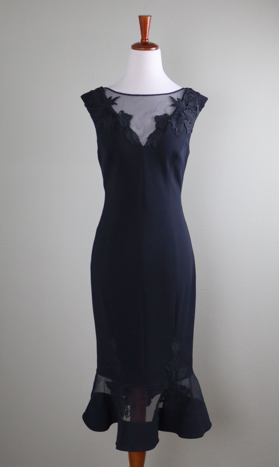 AIDAN MATTOX By Adrianna Papell $295 Mesh Lace Midi Evening Dress Size 6