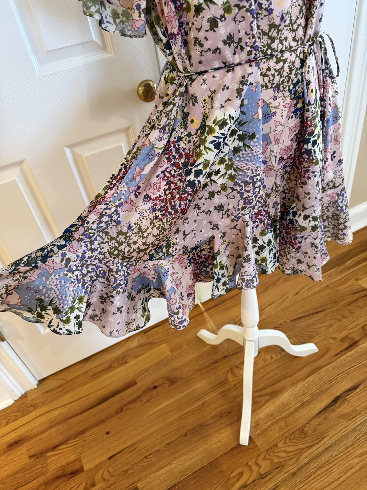Ted Baker Lalu Urban Printed Fluted Hem Mini Dress Pink Floral Size 5 Size 12 XL