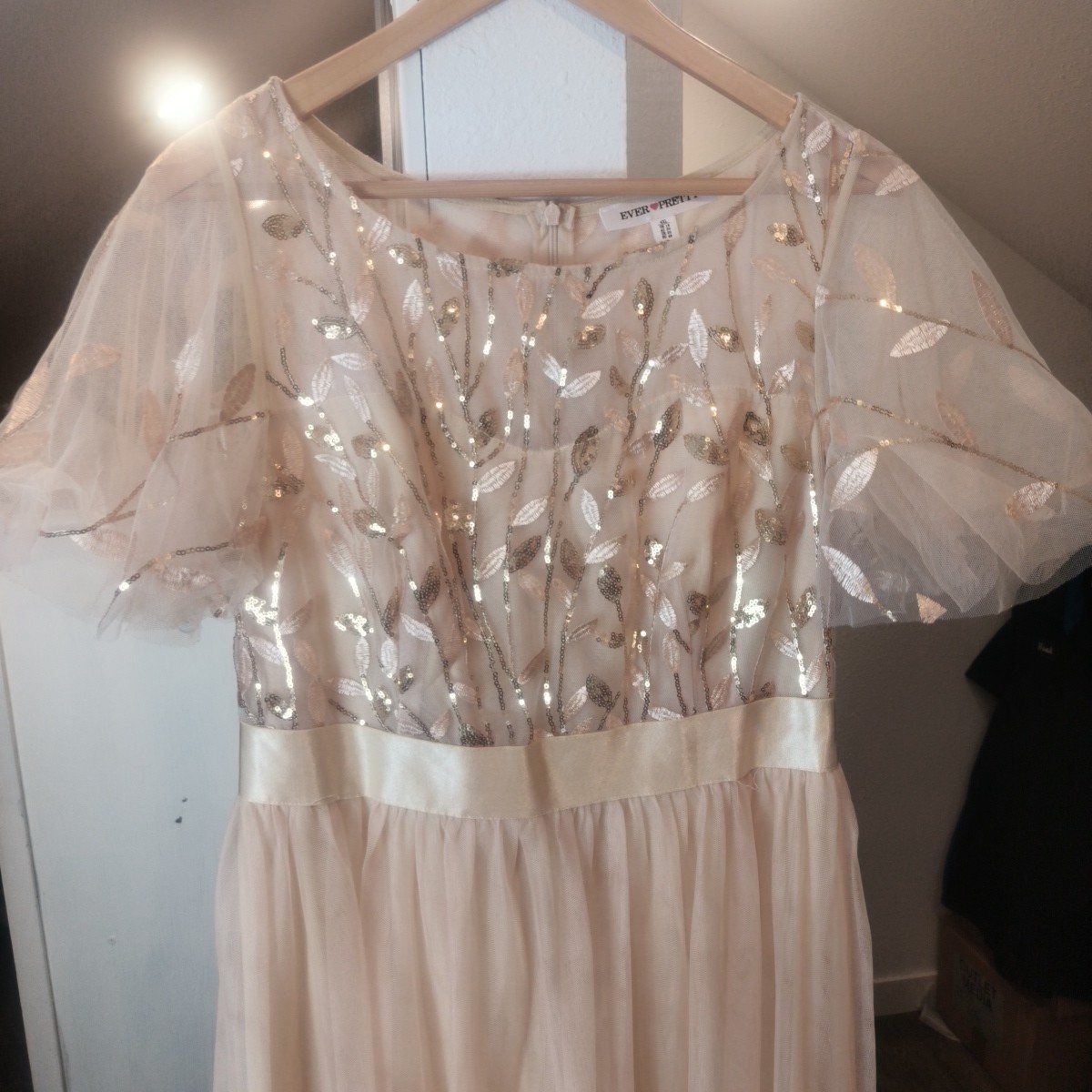 Ever Pretty Gold Sequin Floral Tulle Fairy Party Maxi Dress Bridal Glamour 4XL