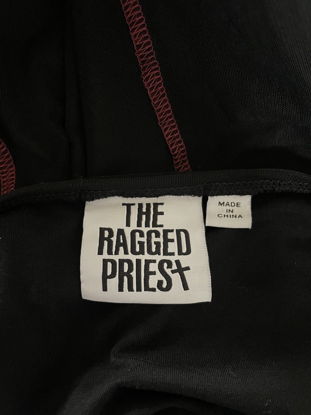 The Ragged Priest Chain Link Black Mini Dress Red Seam Edgy Goth Punk