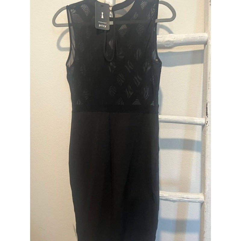 Privy Women’s Black Sleeveless Mini Dress Size L NWOT Mesh Party Cocktail Dress