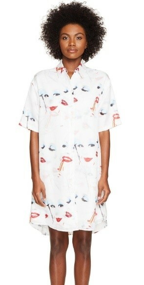 Jeremy Scott 243302 Womens Doll Face Collared Shift Dress White Size 2 US