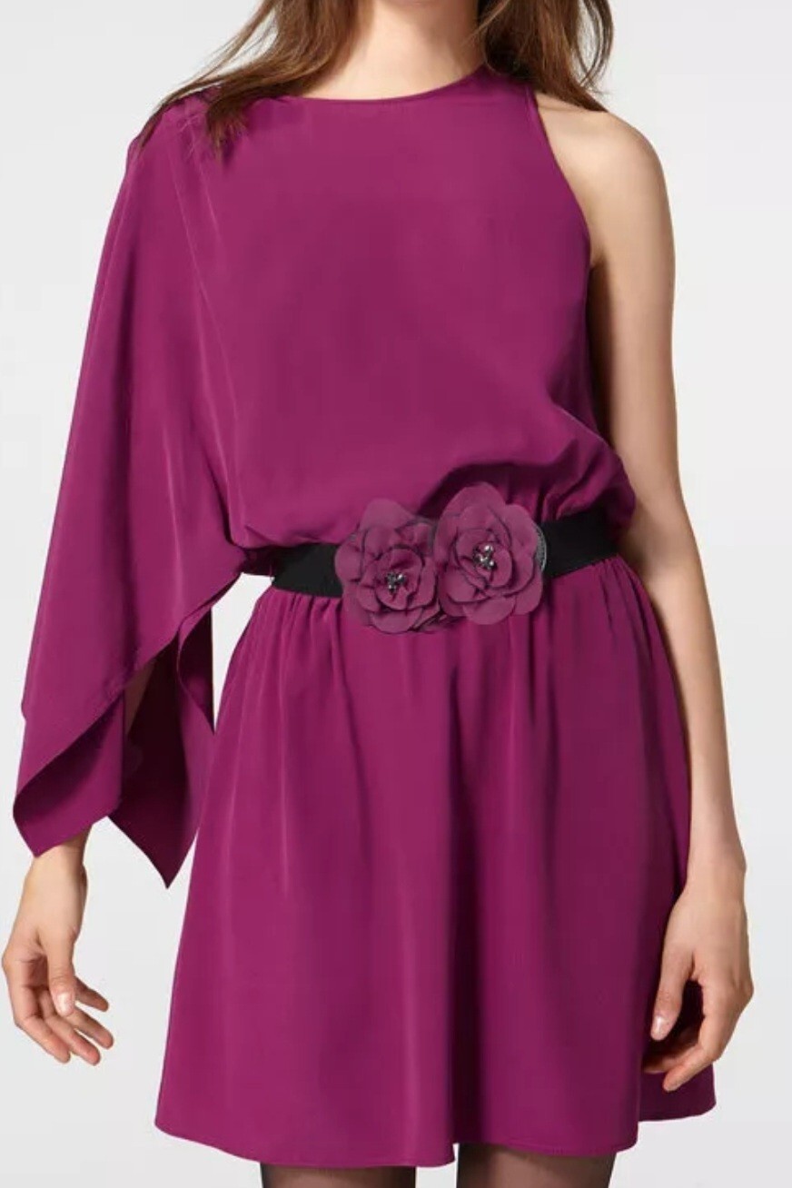 NEW Mcginn Audrey Belted One Shoulder Silk DRESS SIZE 4 $295 PURPLE NORDSTROM