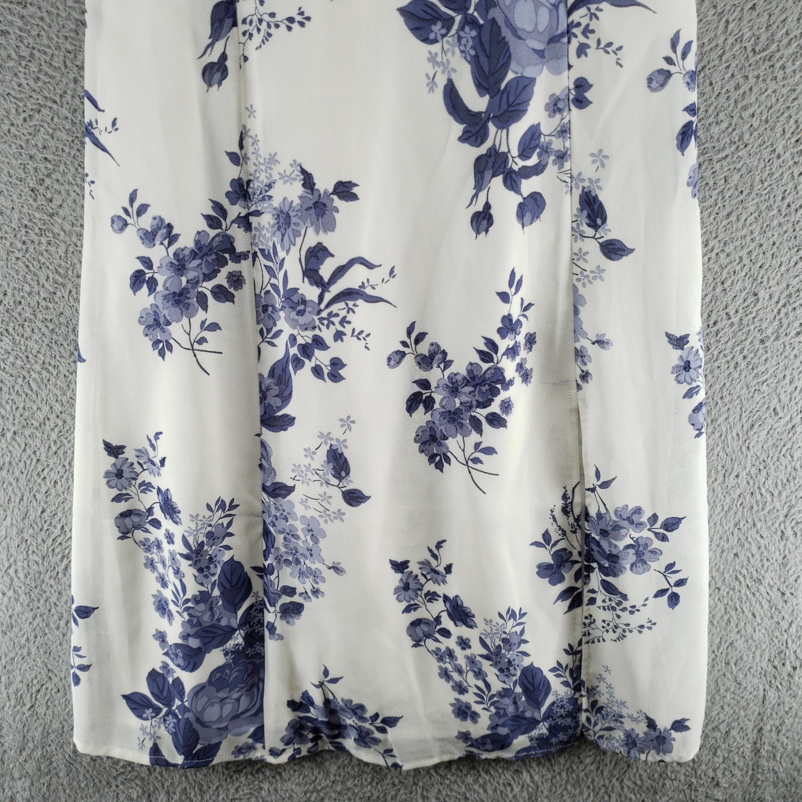NLW Womens L Floral Pattern Strap Mini Dress Cotton White Blue