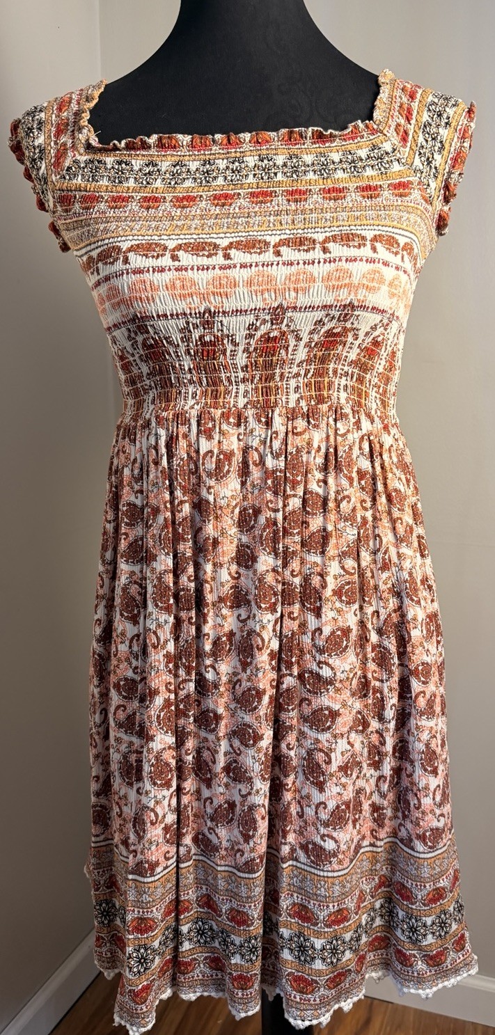 Xhilaration Womens Multicolor Paisley Fit & Flare Dress Square Neck M