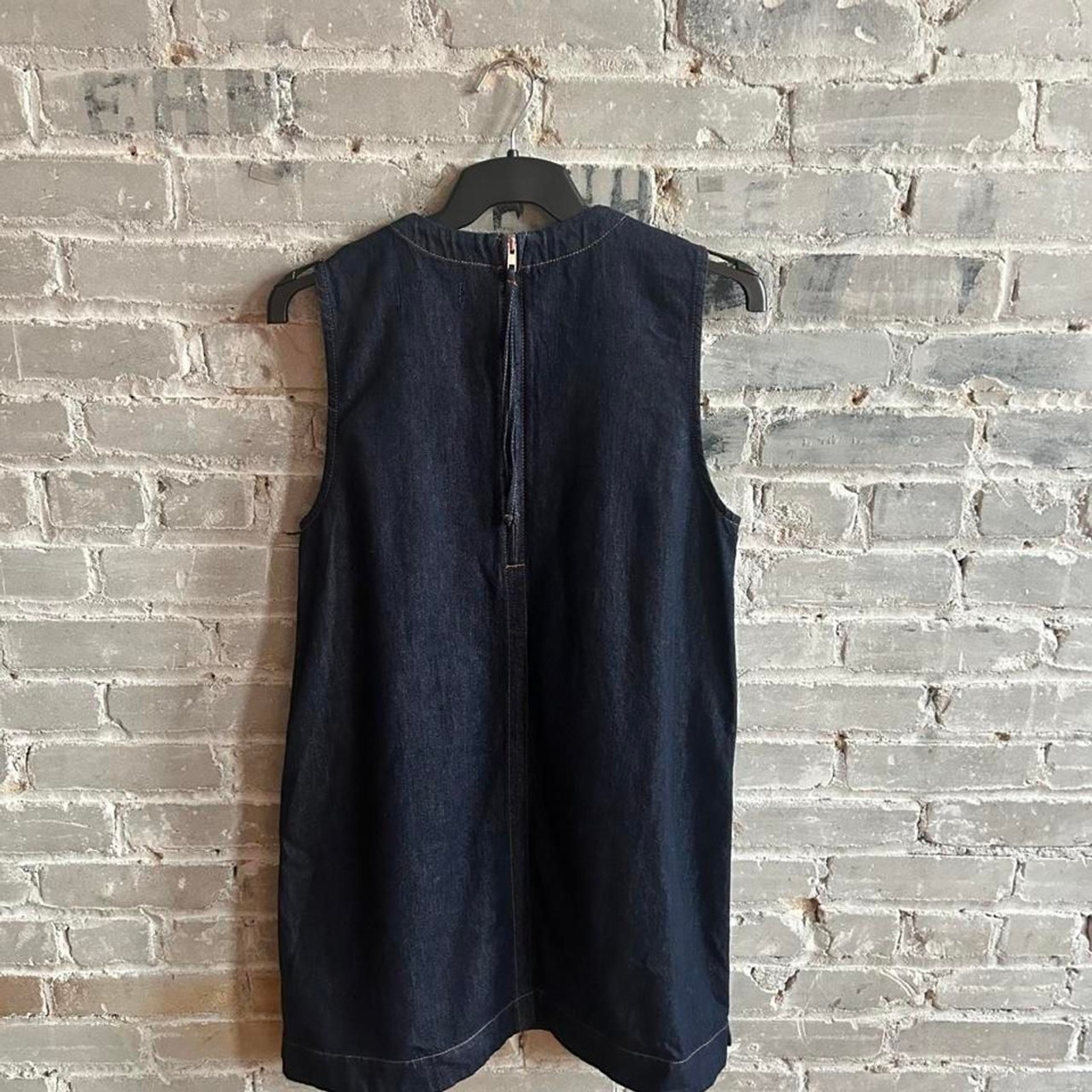 Madewell Indigo Denim Sleeveless Shift Dress Mini Mock Neck NWT Size 14