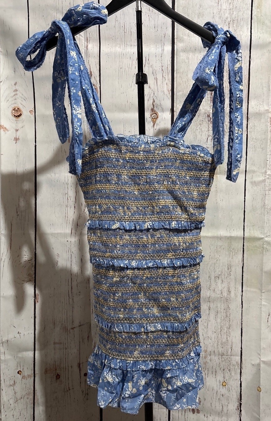 LoveShackFancy Belle Dress in Bluejay with adjustable straps Size L