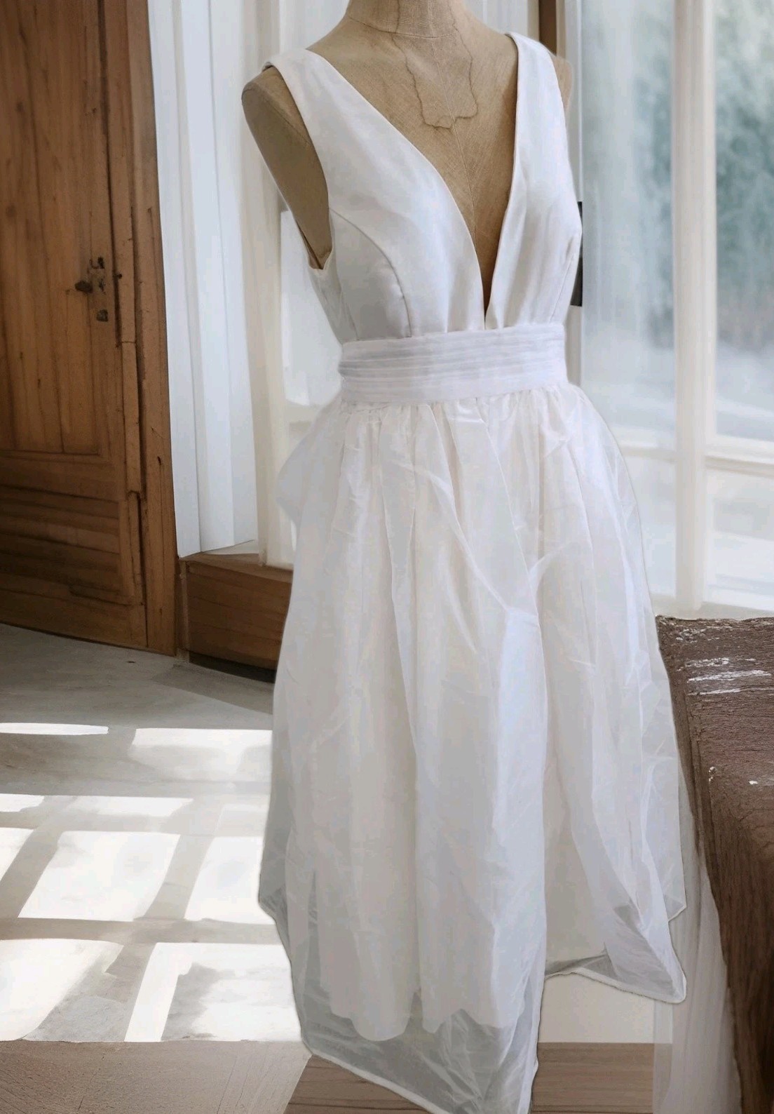 NWT Sachin & Babi Carmina Bow Organza Midi Dress White Sz 8 Wedding BridalEvent