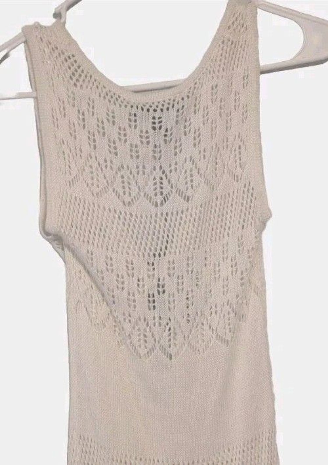 Hera Collection Crochet Knit Sleeveless Midi Dress Beige Small Boho Beach NWT