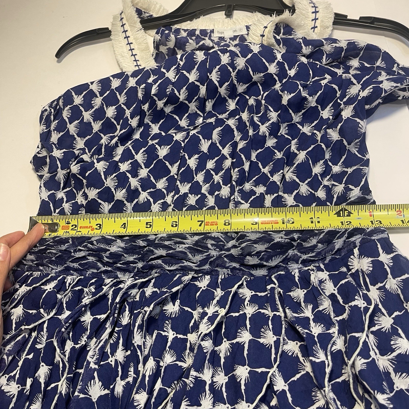 Poupette St Barth Beline Ruffle Mini Dress V Neck Sleeveless Blue M Beach Vacay
