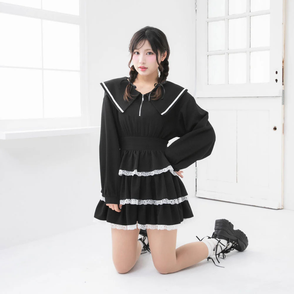 Thanksgiving Sale Target Half Zip Tiered Ruffled Mini Dress Jirai New