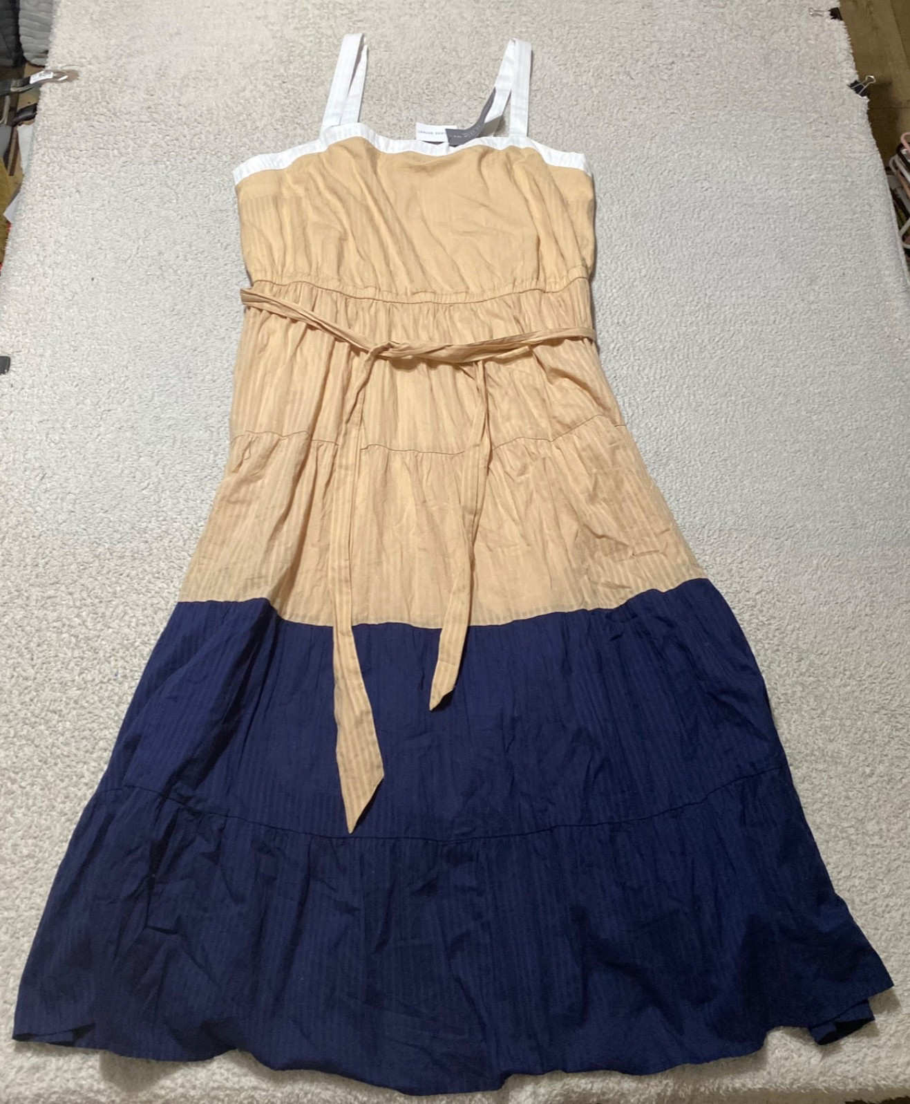 NWT Lane Bryant Womens 22 Plus Dress Multicolor Colorblock Maxi Sleeveless Belt