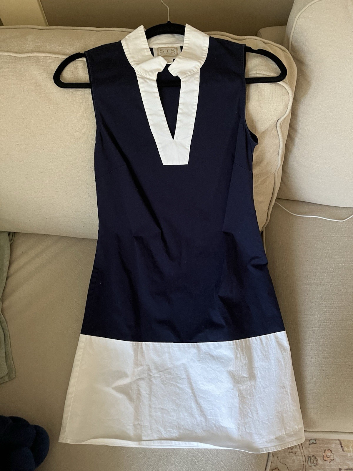 STS Sail to Sable | SZ S | Navy White Colorblock Sleeveless Dress | Nautical