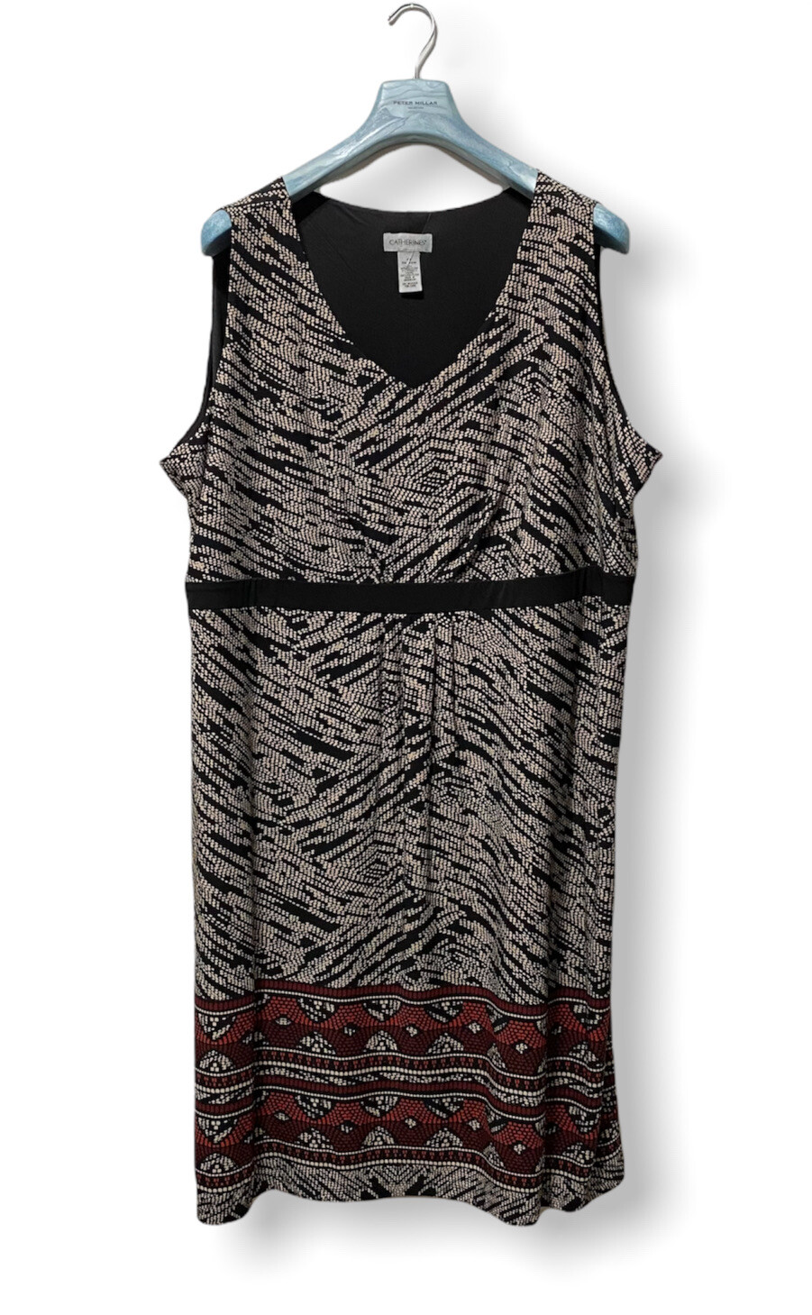 Catherines Plus Size V-Neck Stretch Sleeveless Dress w/ Empire Waist Size 5X NEW