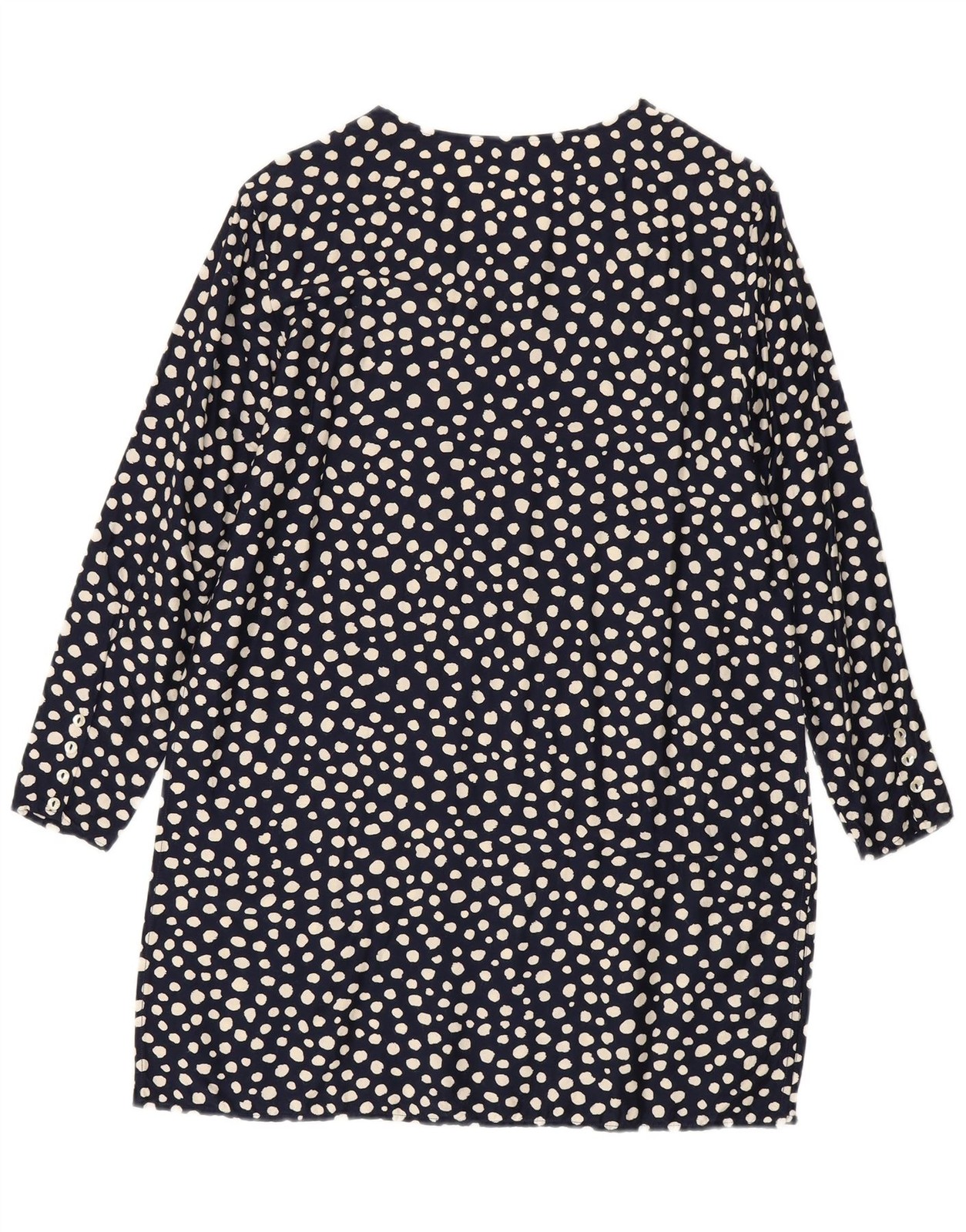Cacharel Womens Long Sleeve Shift Dress EU 38 Medium Navy Blue Polka Dot AT12