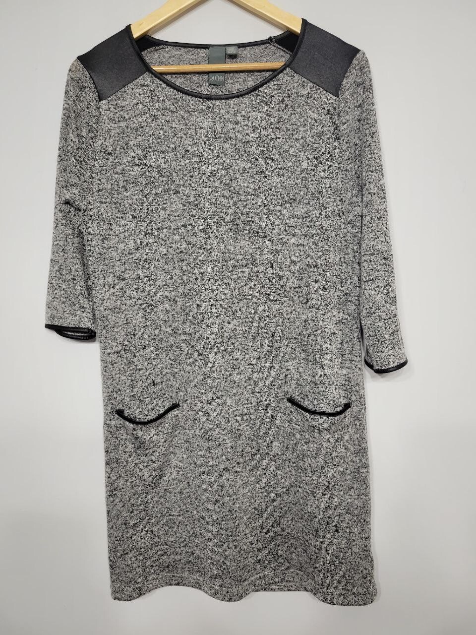 Quinn Heather Grey 3/4th Sleeve Pocket Dress, Size Small