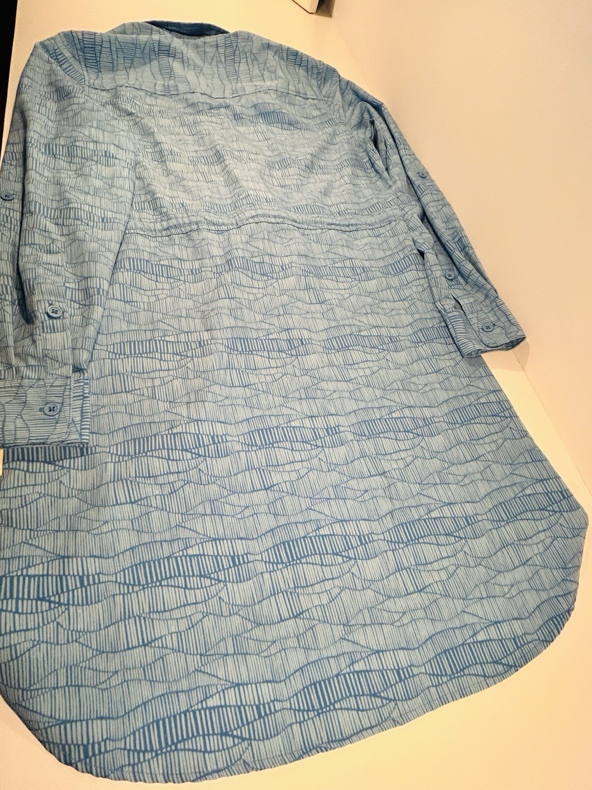 Shore To Summit Small Blue Geometric Print Tunic Dress Travel Hiking Shirt Dress