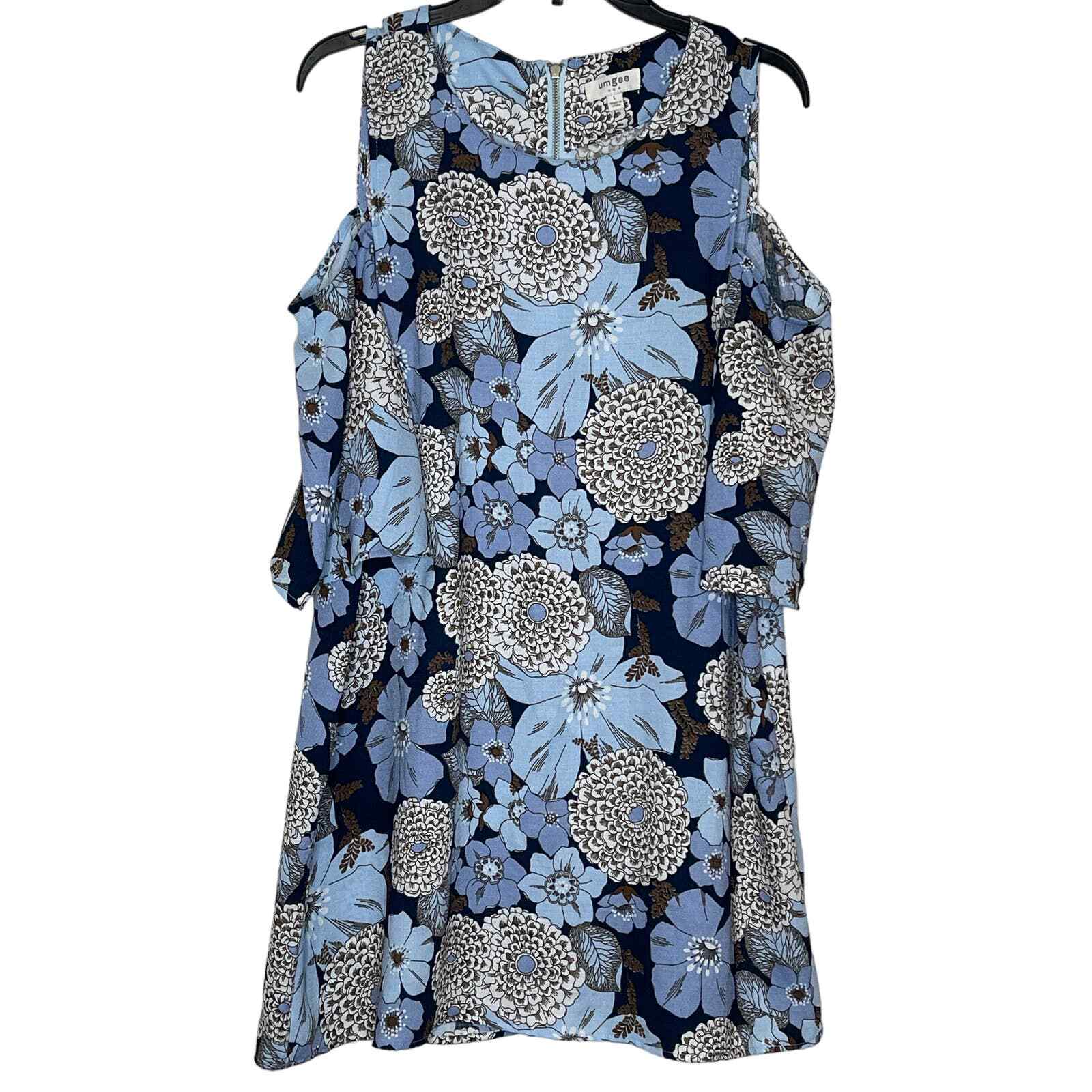 Umgee Women’s Mini Dress A-Line Cold Shoulder Floral Print Multicolor Size Large