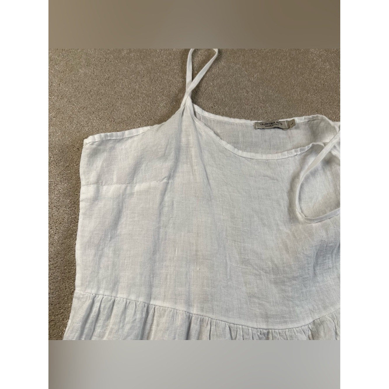 Valentina Naldi 100% Linen Dress Tiered Sun Dress Sleeveless Made in Italy Large