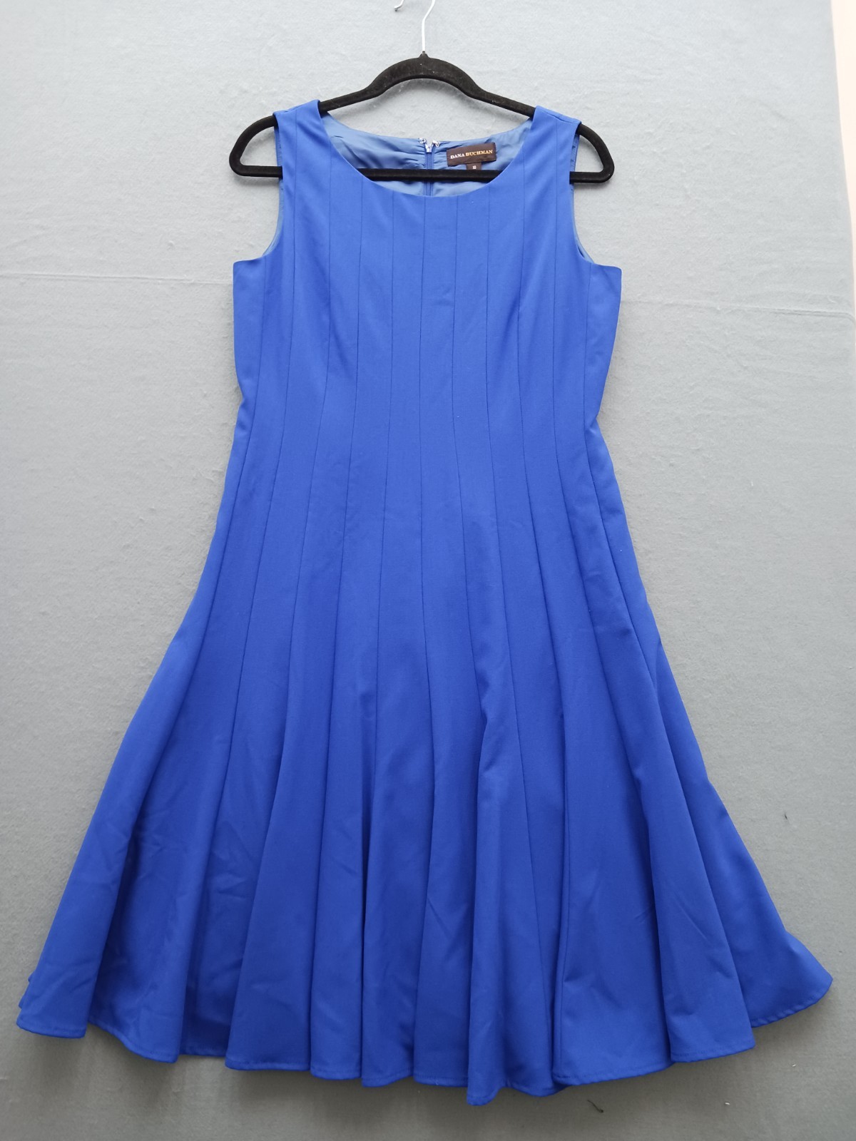 Dana Buchman Women’s Fit & Flare Midi 10 Blue Solid Sleeveless Dress Casual