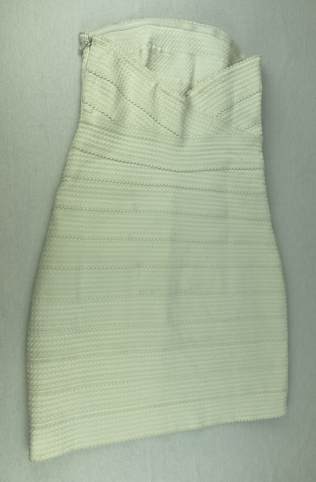 Francescas Strapless Eggshell White Mini Dress Women’s Medium Stretch Scallop