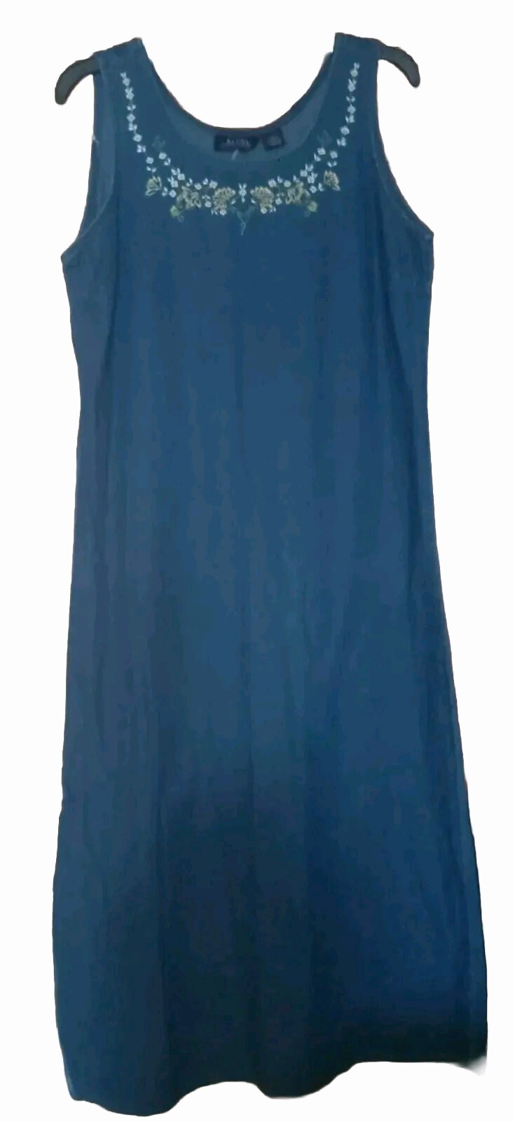 Sleeveless Denim Jumper Embroidered Maxi MPH Collection Size Large