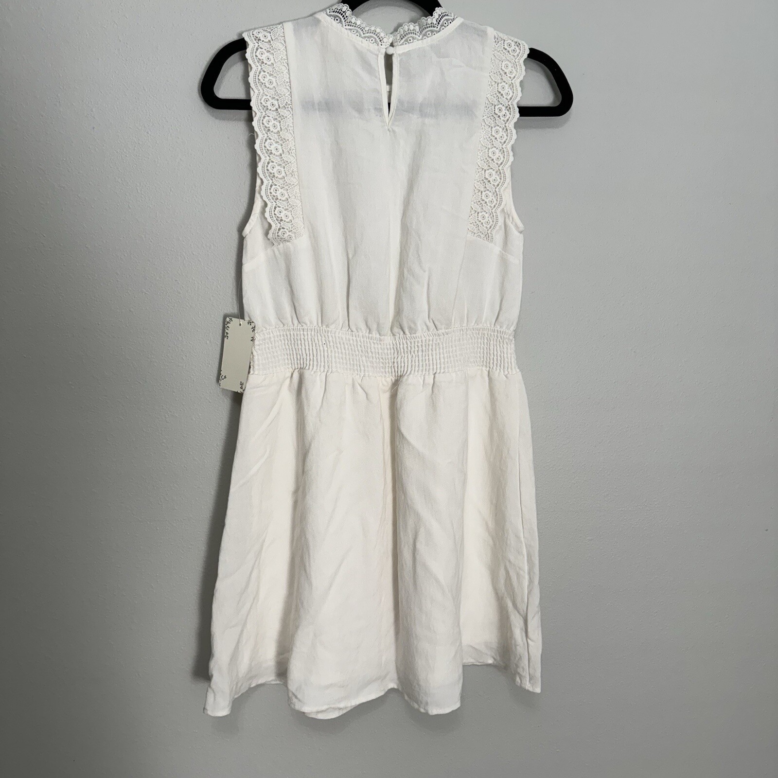 SWEET WANDERER Boutique White Swiss Dot Tiered Dress Sz L