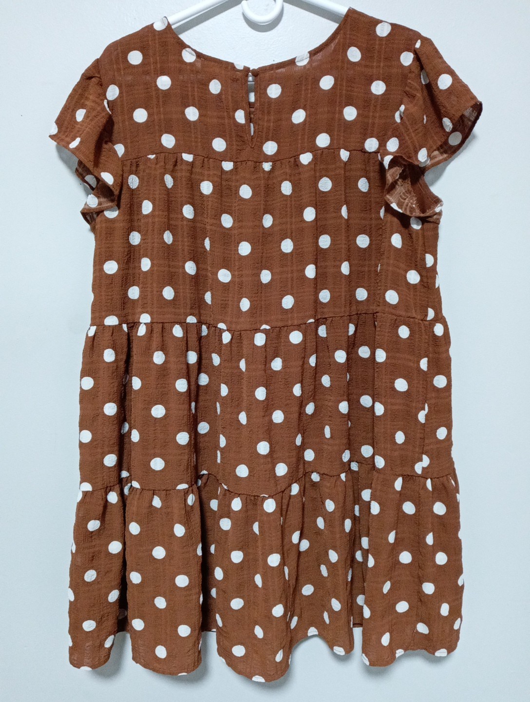 Perch by Blu Pepper Brown Polka Dot Dress Lined Women’s Plus Size 1XL Cap Sleeve