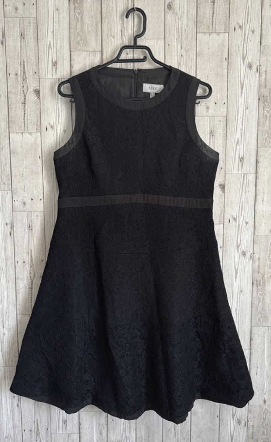 Coast Black Lace Sleeveless Dress A Line Peplum Size 16 LBD Occasion Races