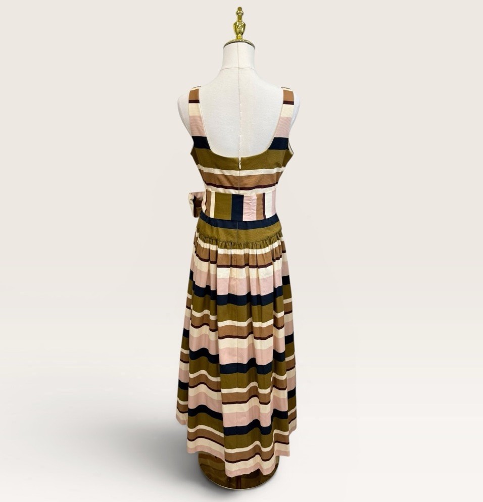 Antonio Melani The Style Bungalow Luncheon Striped Belted Maxi Dress SZ 14 NWT